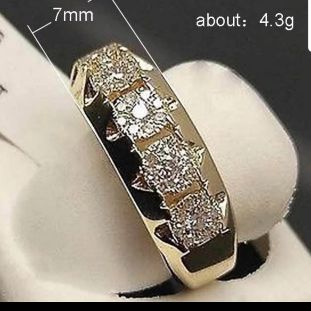 *NEW* 14k gold over Sterling silver  925 Yellow Gold Round Cut Diamond Ring - Picture 6 of 6